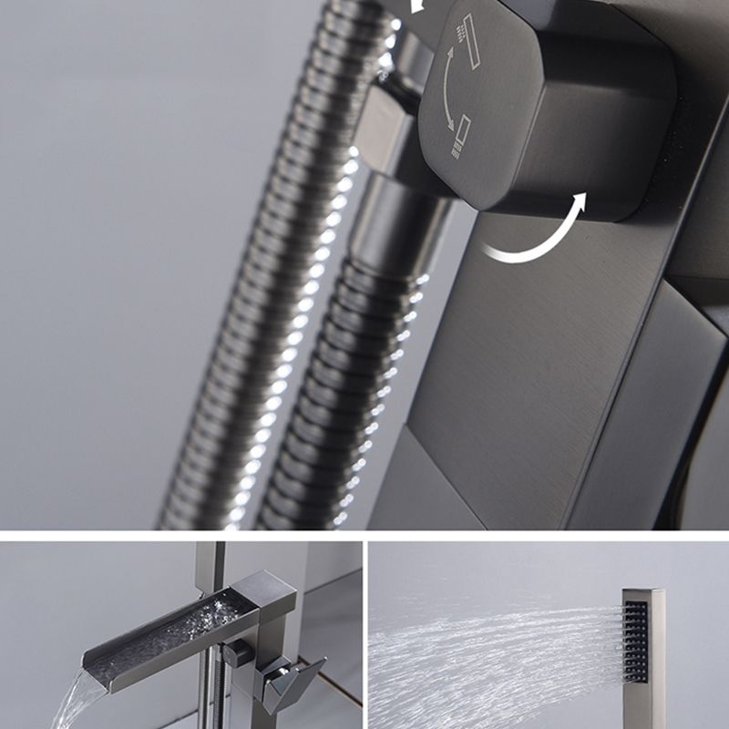 Modern Style Freestanding Tub Filler Floor Mount Freestanding Tub Filler with Hand Shower