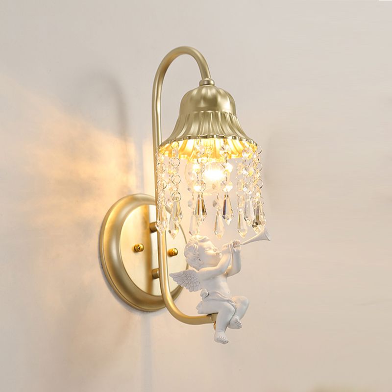 Nordic Style Crystal Wall Sconce Arc Shape Gold Wall Light for Living Room