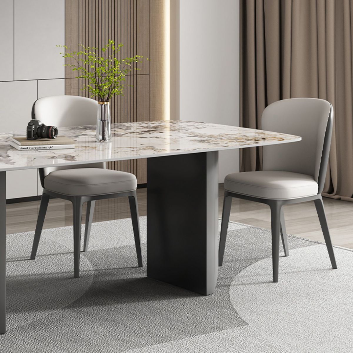 Modern Rectangle Dining Table Stone Top Dinner Table for Dining Room