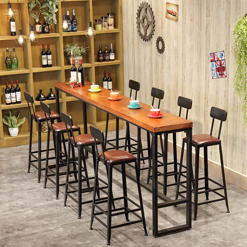 Industrial 1/6/9/11 Pieces Bar Table Set Rectangle Pine Wood Counter Table with Stools