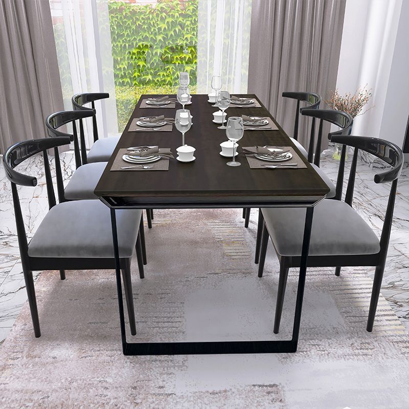 Black Pine Wood Modern Dining Table Set 1/5/7 Pcs Dinette Set for Home
