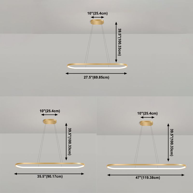 Nordic Light Luxury Simple Contemporary Style LED Island Chandelier Light in Gold for Dining Room