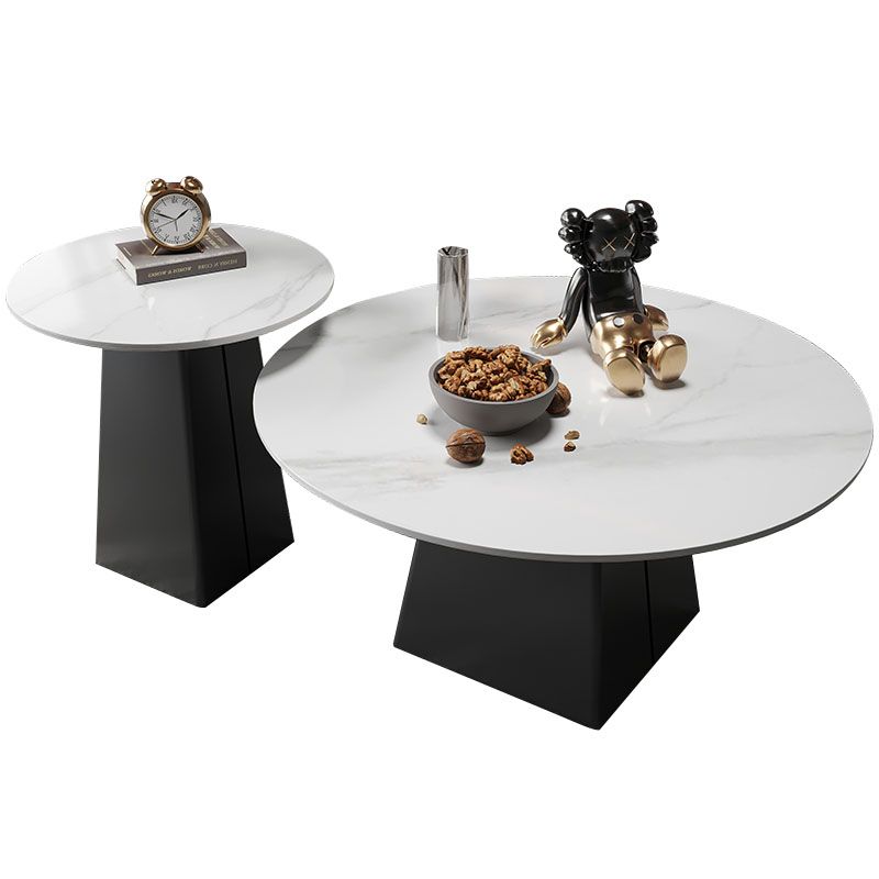 Contemporary with Casters Coffee Table Slate Pedestal Cocktail Table
