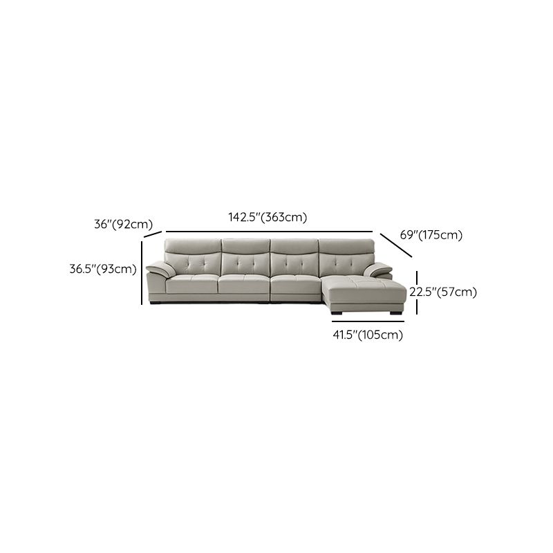 Pillow Top Arm Sectional Sofa with Tufted Genuine Leather Living Room Sectional sofa