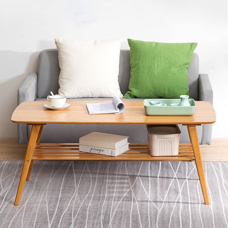 4 Legs Coffee Table Rectangular Single Coffee Table with Shelf