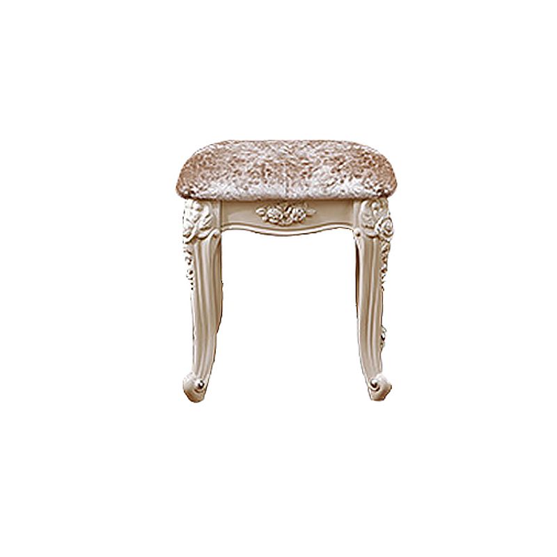 Victorian Mirrored Wood Makeup Dressing Table Stool Set in White