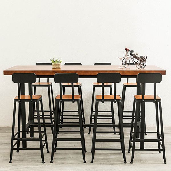 Contemporary Style Bar Table Set 1/2/9 Pieces Rectangle Bar Table with Wood Stools