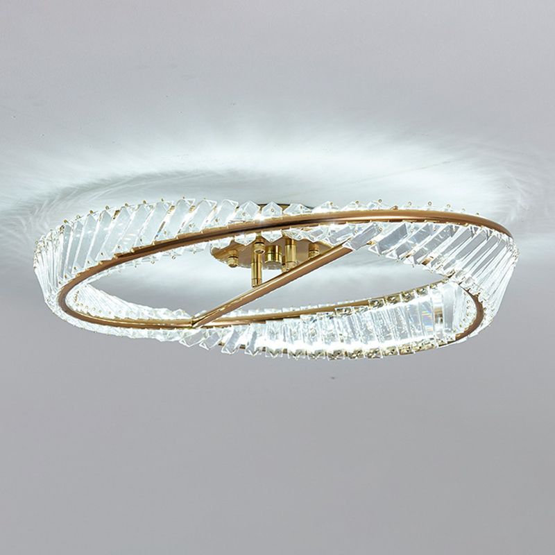 Crystal Geometric Flush Mount Lamp Modern Flush Ceiling Light Fixture in Gold