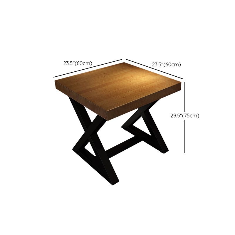 Industrial Wood Dining Table for Restaurant Square Table with Trestle Base