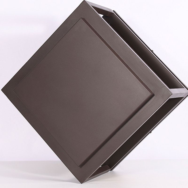 Square Shape Metal Solar Pillar Lamp Modern Style 1 Light Outdoor Light in Yellow