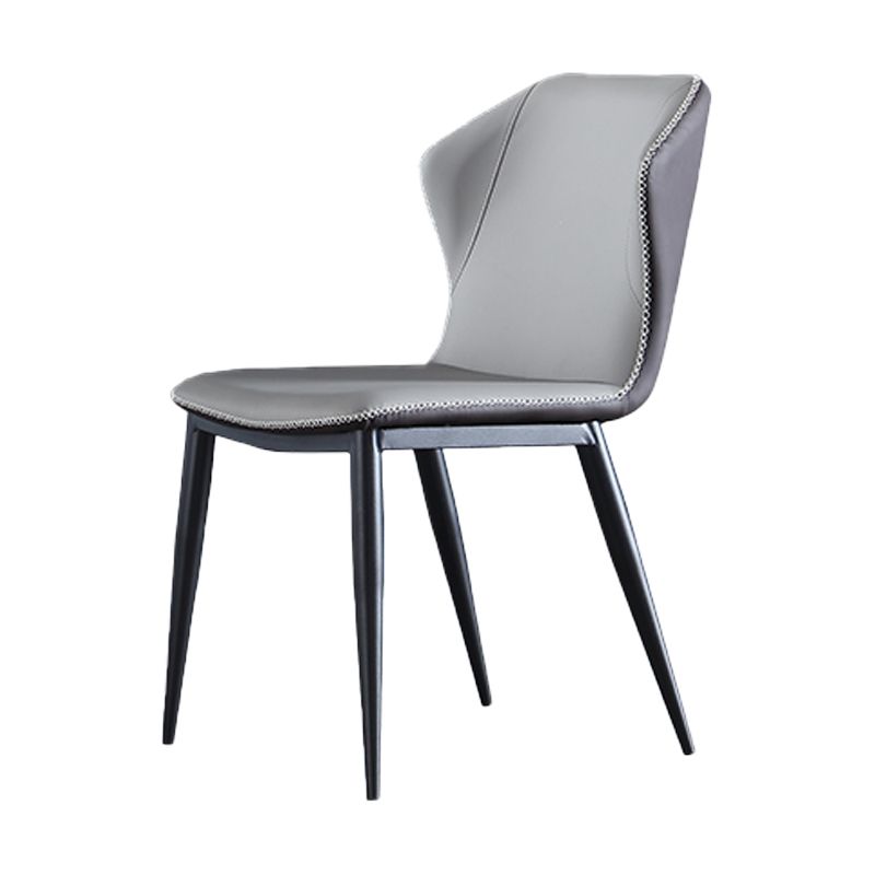 Faux Leather Dining Chairs Industrial Wingback Armless Dining Chair