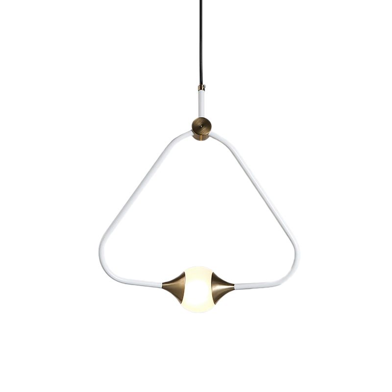 Orb Glassato in vetro Pendulum Light Minimalist 1 testa a soffitto bianco con cornice triangolare