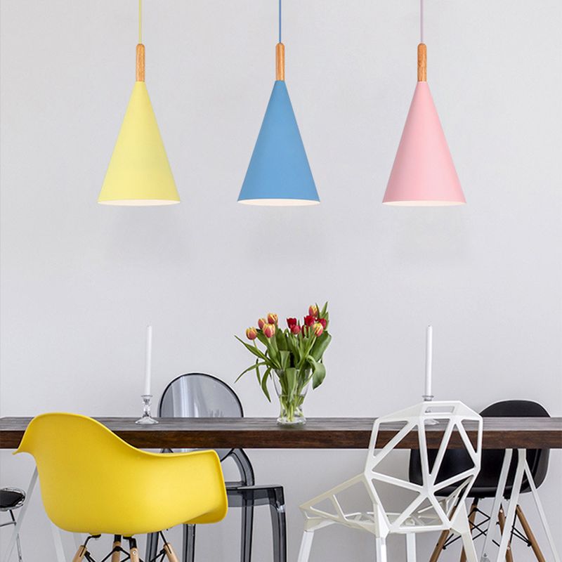 Modern Style Cone Shape Hanging Light Metal 1 Light Hanging Lamp for Bedroom