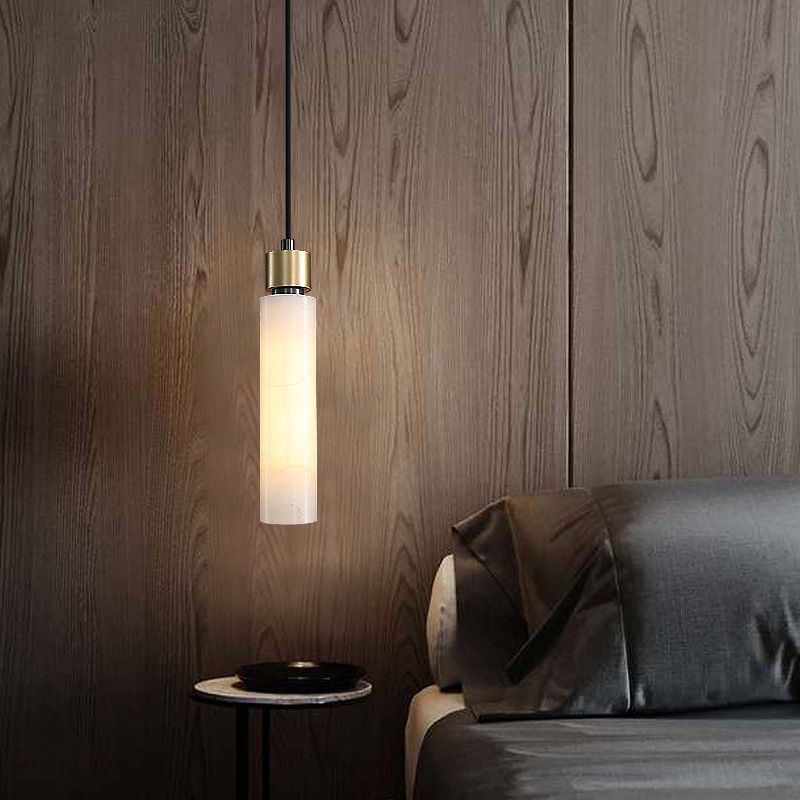 Éclairage de pendentif simple en marbre contemporain pour salle à manger cafée
