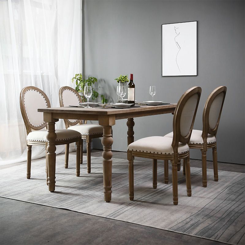Traditional 1/2/5/7 Pieces Rectangle Dining Set Solid Wood Dining Table with Chairs