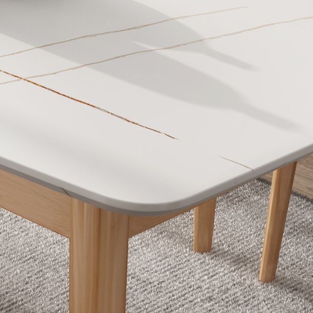 Stone Rectangle Dining Table Mid-Century Modern Dining Table with 4 Legs