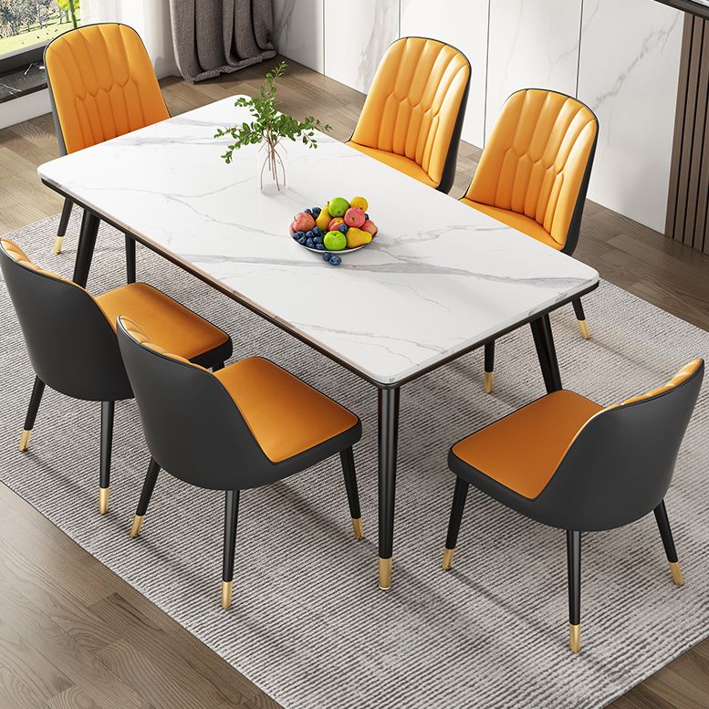 Mesa de comedor de piedra sinterizada Estilo de lujo 4 patas Mesa de rectángulo base para el hogar