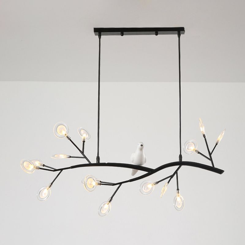 Nordic Style Iron Hanging Lamp Branch Shape Island Light Fixture for Bar (Included Bird)