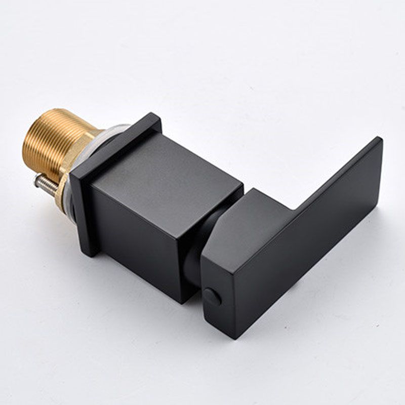 Brass Low Arc Bath Faucet  with Hand Shower Square Bathroom Faucet