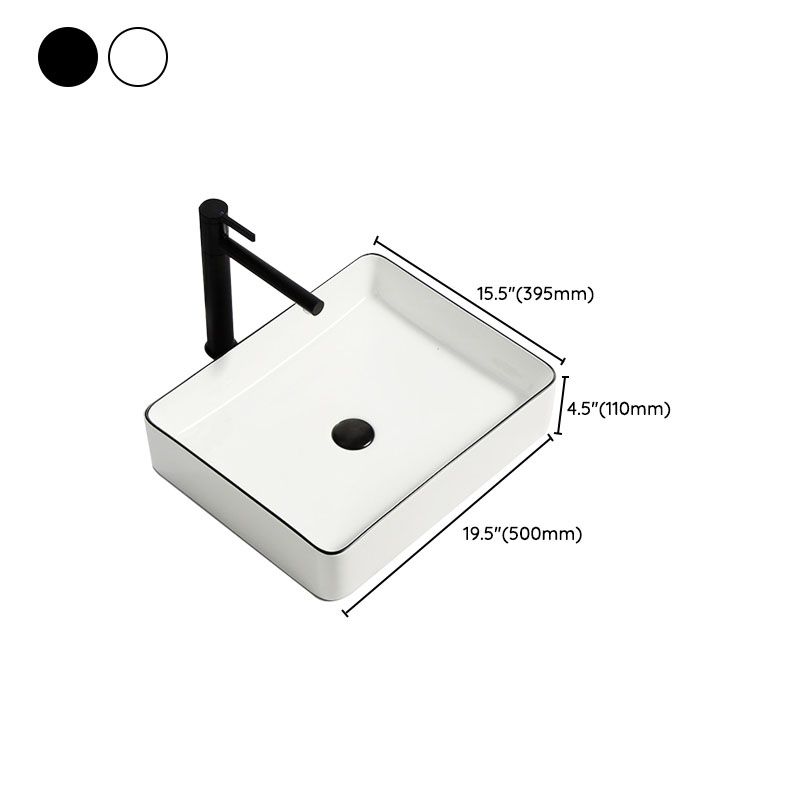 Modern Bathroom Sink Pop-Up Drain Rectangular Trough Sink without Faucet