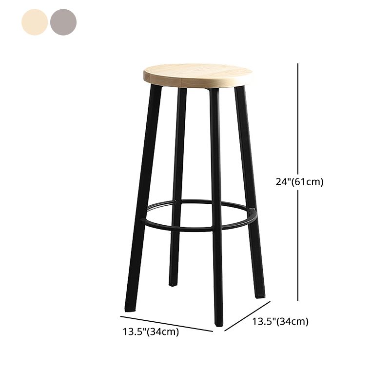 Modern Minimalist Bar And Counter Stool Wrought Iron Solid Wood Cafe Bar Stool,Set of 4