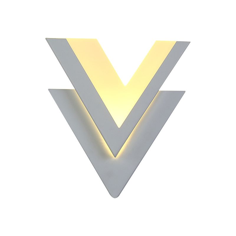 Modern Style Double-V Sconce Metallic Stairway LED Wall Mount Light Fixture in Warm/White Light