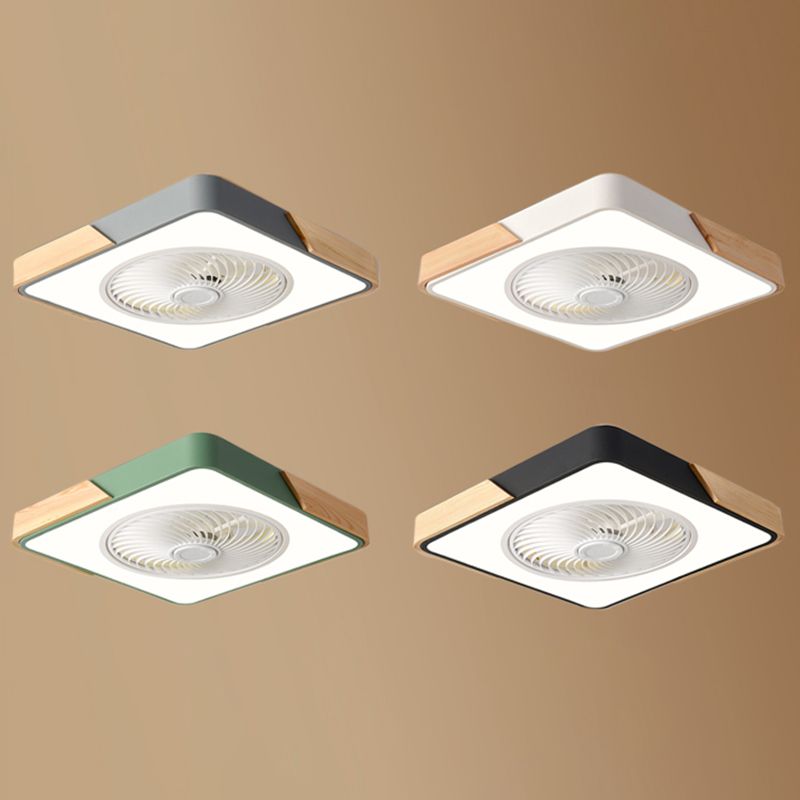 Moderne nordische LED -Makkaron -Flush -Mount -Schmiedeeisenkreisendeckenventilatoren mit Acrylschatten