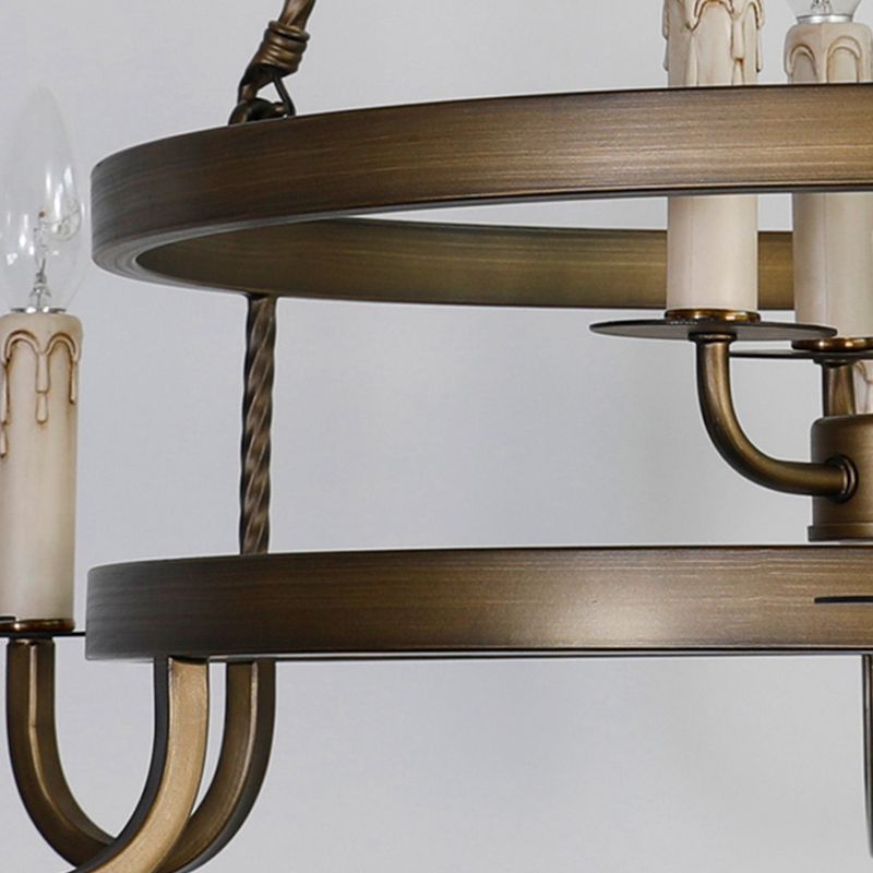 Bronze 9 lumières Plafond lustre Cougie en métal rustique Éclairage pendentif suspendu pour salle à manger