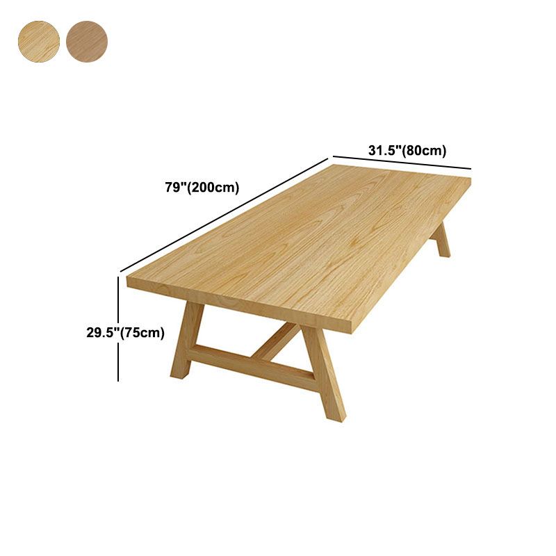 Modern Rectangle Solid Wood Table Standard Height Dining Table with Trestle Base