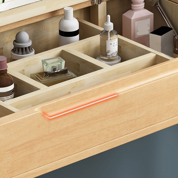 Scandinavian Solid Wood Vanity Makeup Table Set 1 Drawer Flip-Top Dressing Table