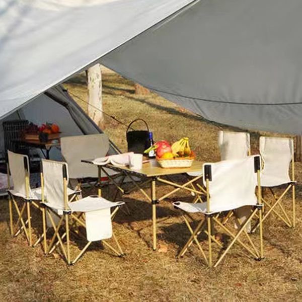 Modern Foldable Metal Table Set 1/3/5 Pieces Dining Table Set for Outdoor