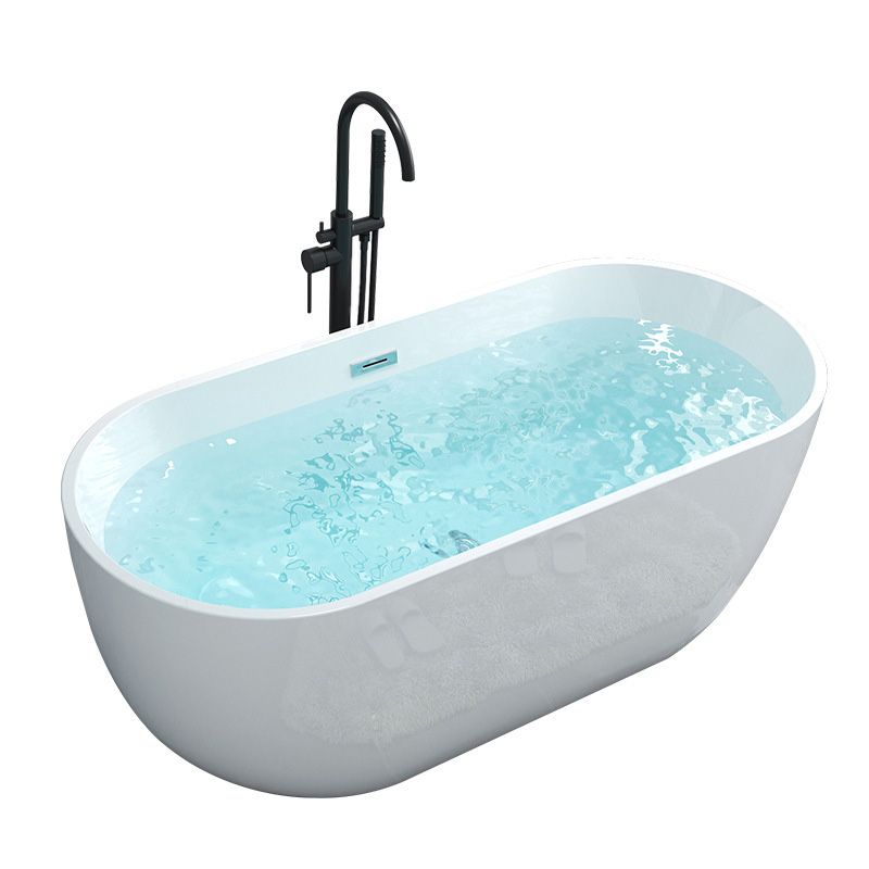 Acrylic Oval Freestanding Bath Soaking 23.23-inch Tall Bathtub in White