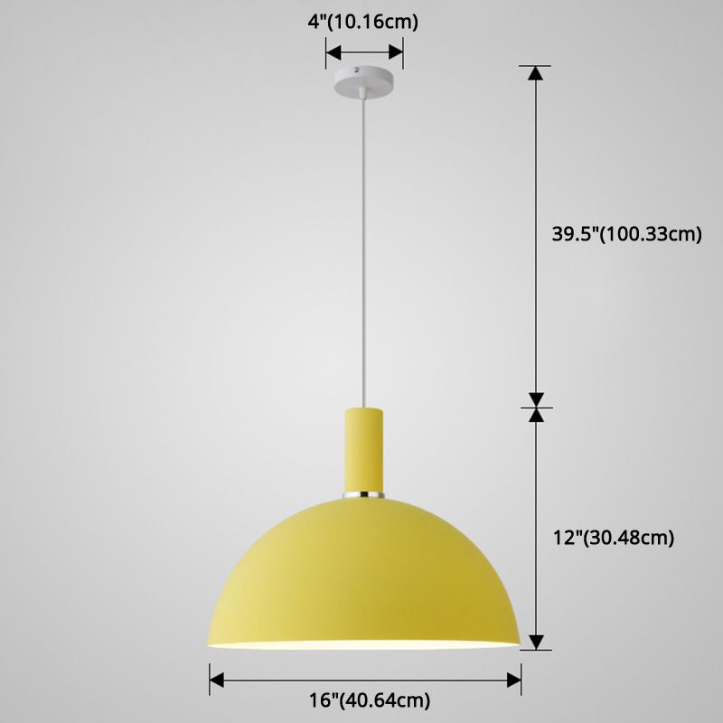 Metal Hemispherical Hanging Light Nordic Style 1 Light  Restaurant Ceiling Pendant Lamp