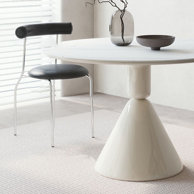 Contemporary Kitchen Dinner Table Stone Round Pedestal Dining Table