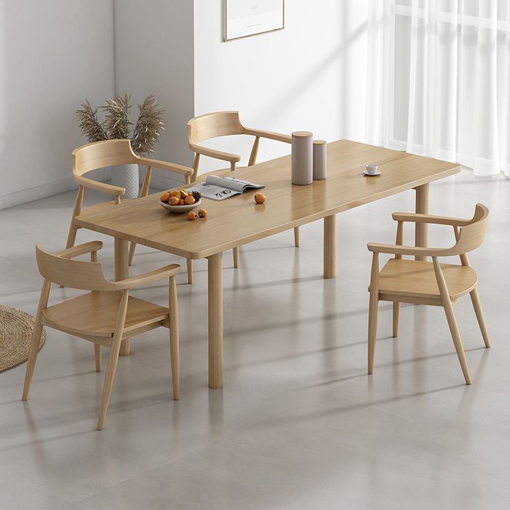 Contemporary Solid Wood Dining Table Natural Rectangle Table with 4 Legs