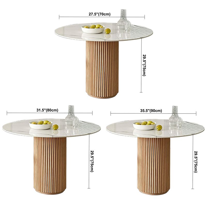 Solid Wood Pedestal Dining Site Table Simplicity Style Round Dinette Table