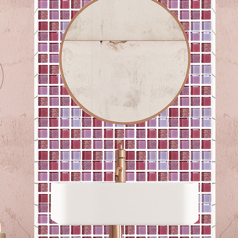 Bohemia Mosaic Tile Peel Wallpapers Purple Bathroom Wall Covering, 5.8-sq ft (54 Pcs)
