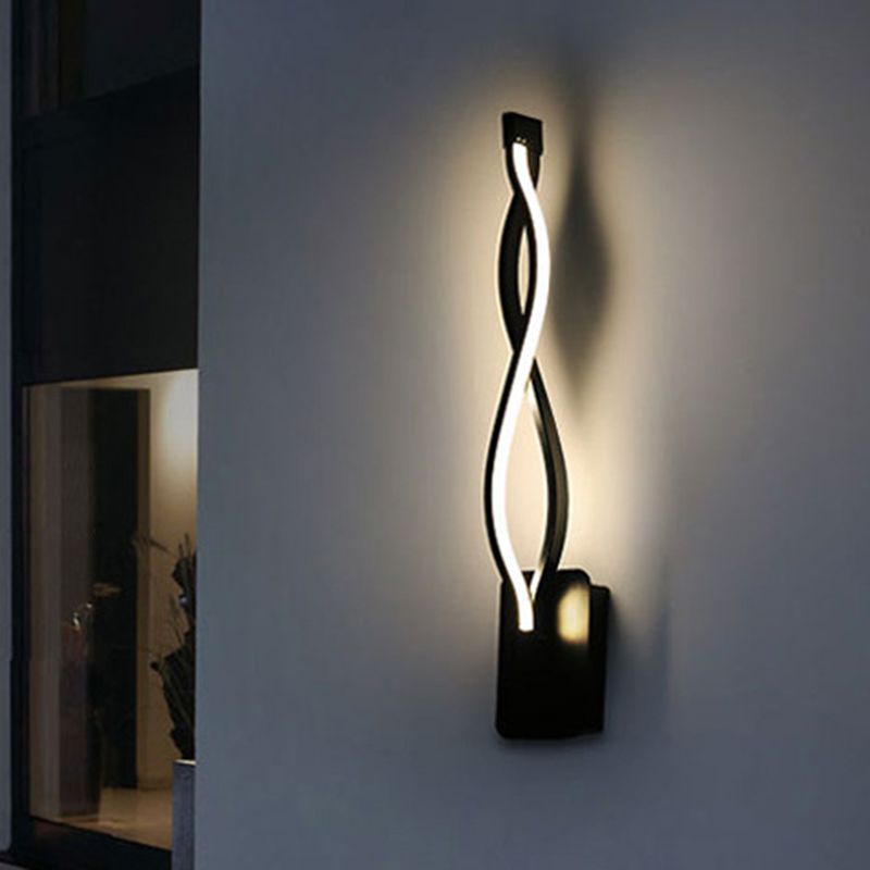 Hedendaagse LED -muurverlichting Zwart/Wit Burvy SCONCE LIMMUTE MET ACRYLISCHE TADE, Warm/Wit licht