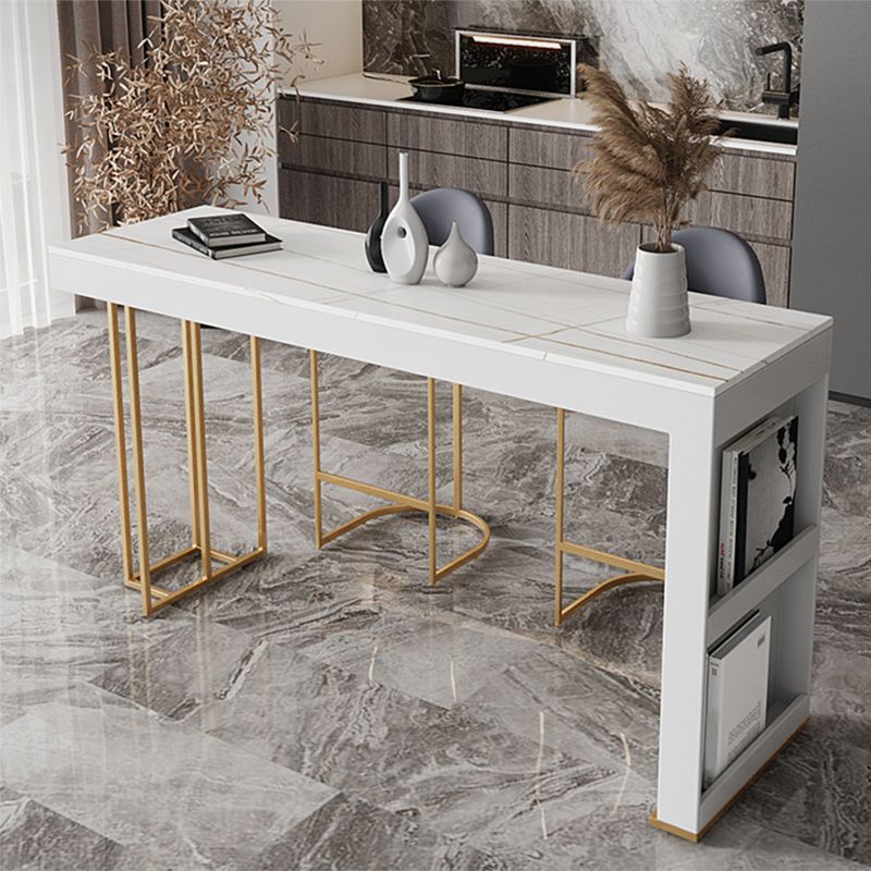 Glam Style Rectangle Bar Table 1/2/3 Pieces Stone Bar Table Set for Kitchen