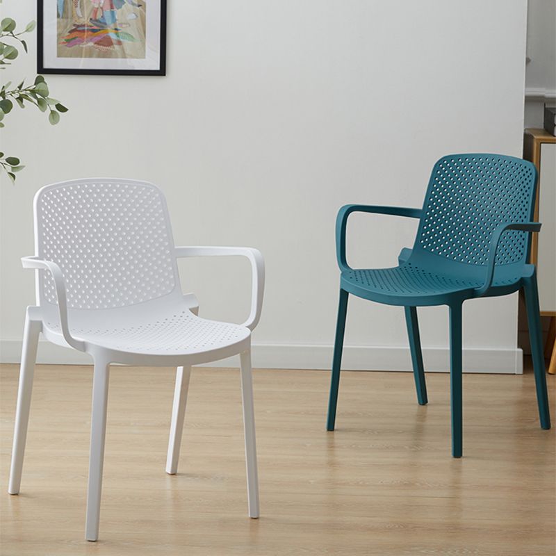 Sillas de comedor de plástico de estilo moderno, sillas apilables con respaldo sólido