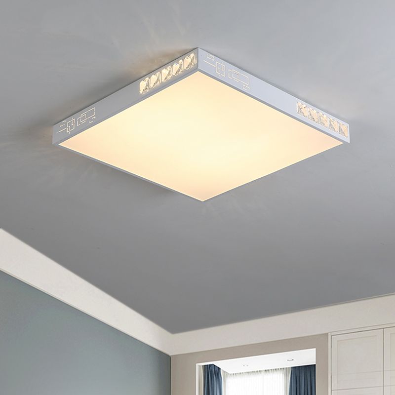 Contemporary Square Ceiling Flush Acrylic 16"/19.5" Wide LED Bedroom Flushmount Light in White