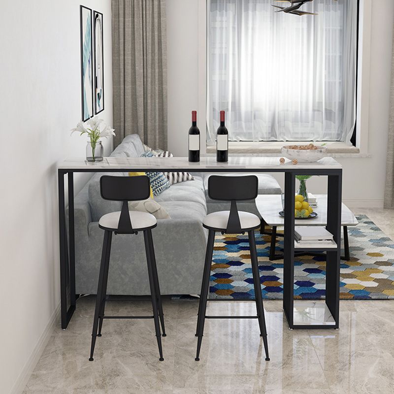 Modern Style Bar Table 1/3 Pieces Rectangle Faux Marble Counter Set