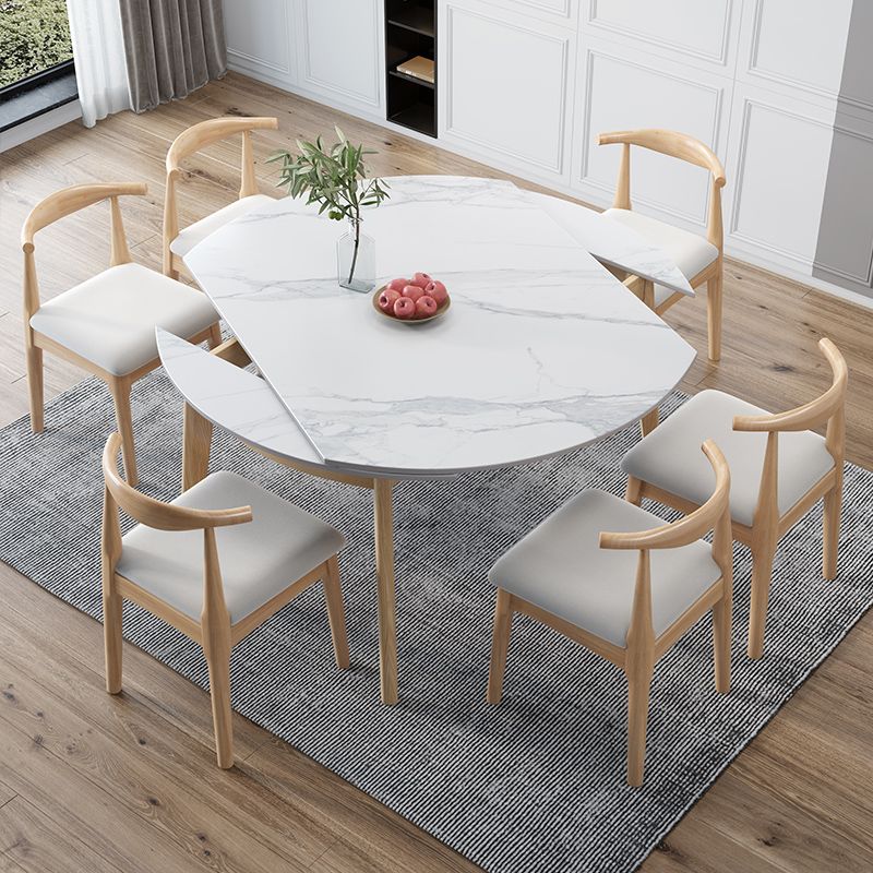 Modern White Round Shape Table Sintered Stone Top Standard Dining Table for Kitchen