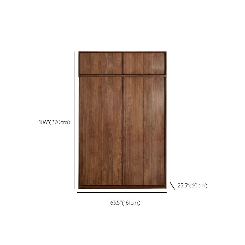 Walnut Solid Wood Wardrobe Freestanding Wardrobe with Sliding Doors