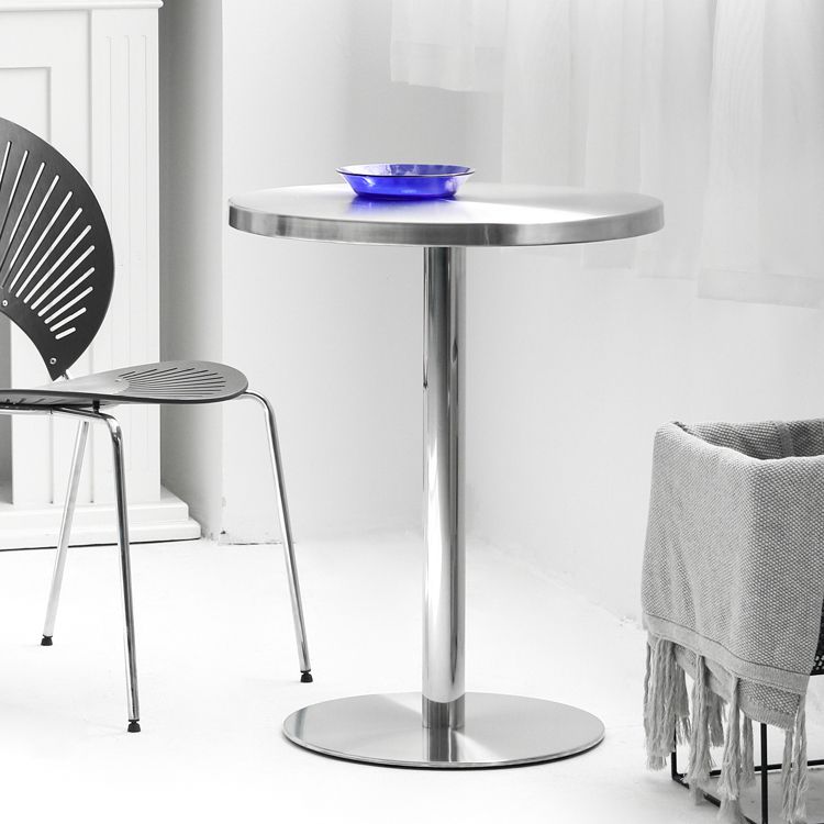 Industrial Dining Room Table Stainless Steel Table with Pedestal Table for Home Kitchen Dinner