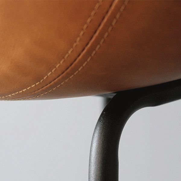 Matte Finish Footrest Upholstered Low Back Stool Industrial Home Leather Stool