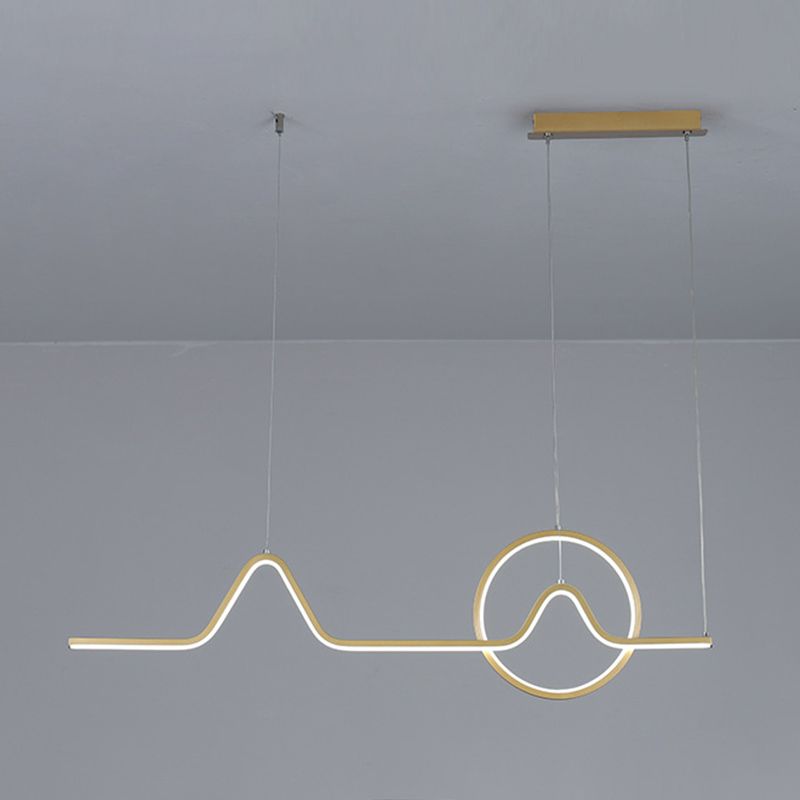 Metal Linear Shade Island Pendant Modern Style 2 Light Island Lighting for Dining Room