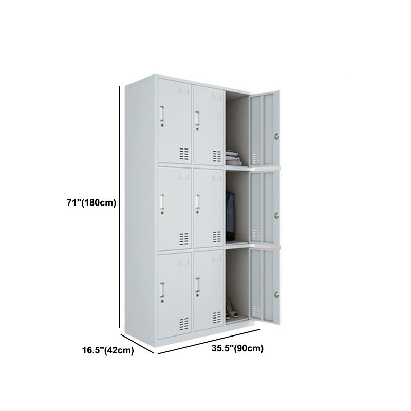 Modern Style Wardrobe Gray Colour Metal Wardrobe Closet with Locks