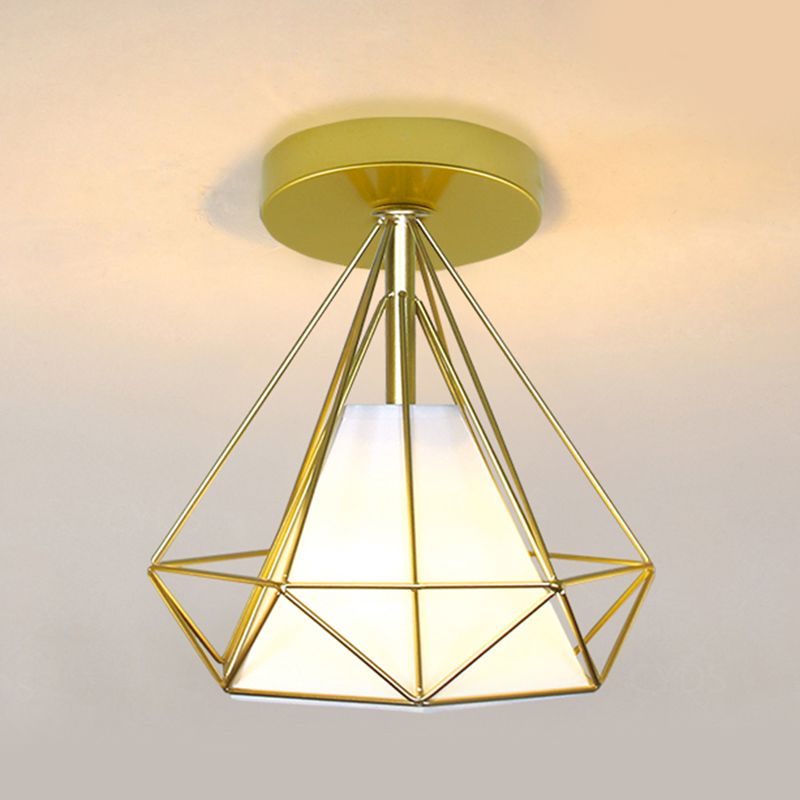 Metal Geometric Shape Flush Mount Light Industrial 1 Light Flush Mount Ceiling Fixture