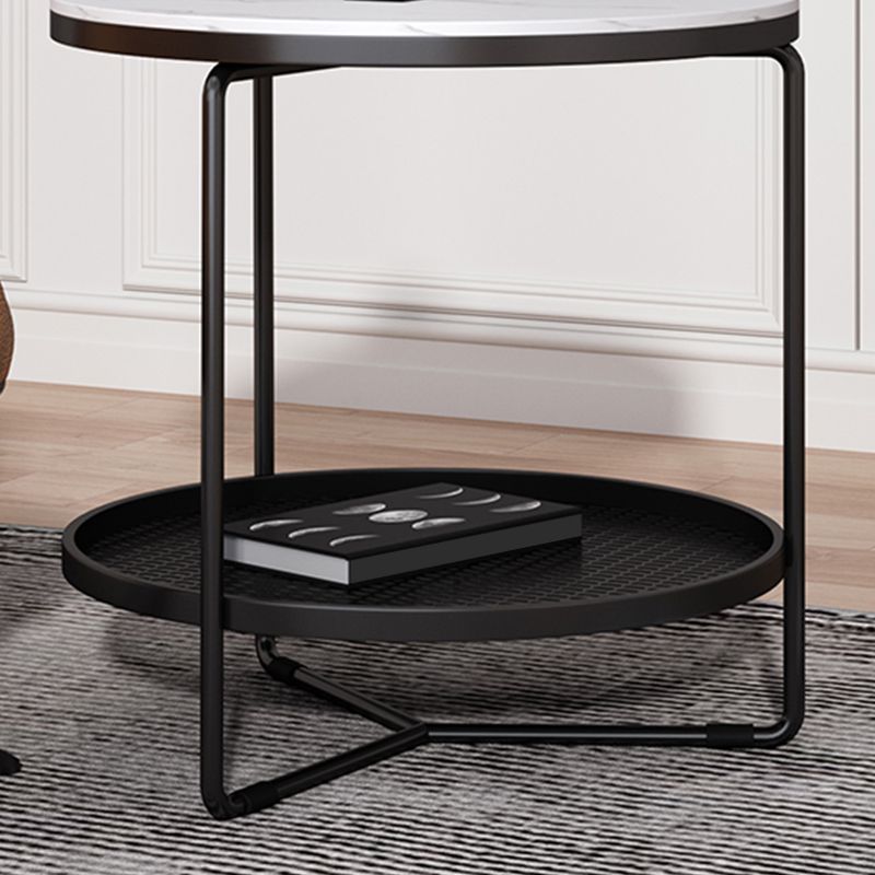 21"H Contemporary Cocktail Table Storage Round Coffee Cocktail Table